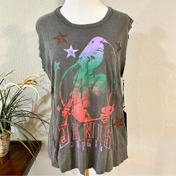 ☀️HP☀️NWT Lauren Moshi Kel Janis Joplin Sleeveless Tank Tee, XS - Picture 4 of 15